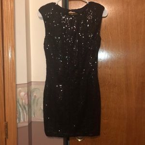black, sequin mini-dress